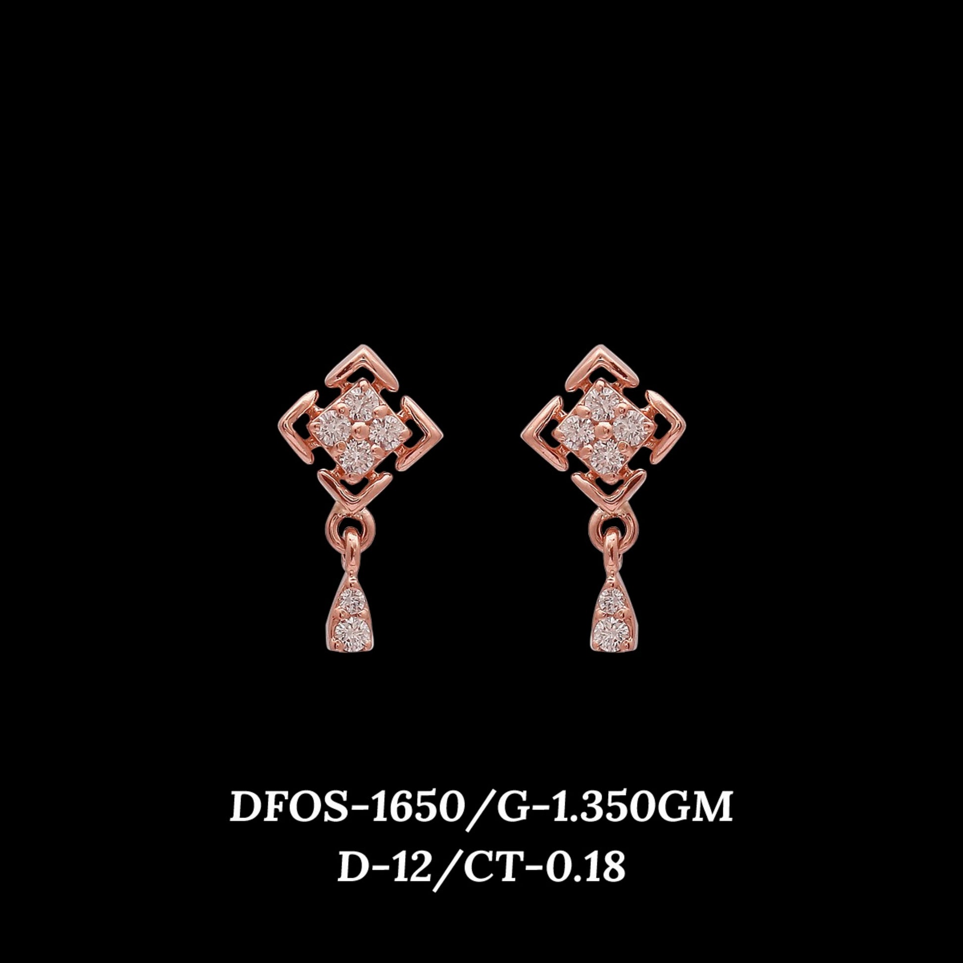 Diamond EARRING With 1.35 Gms of 18 Kt Gold and 0.18 Cts of Certified Natural Diamonds Code: MJ26ER234