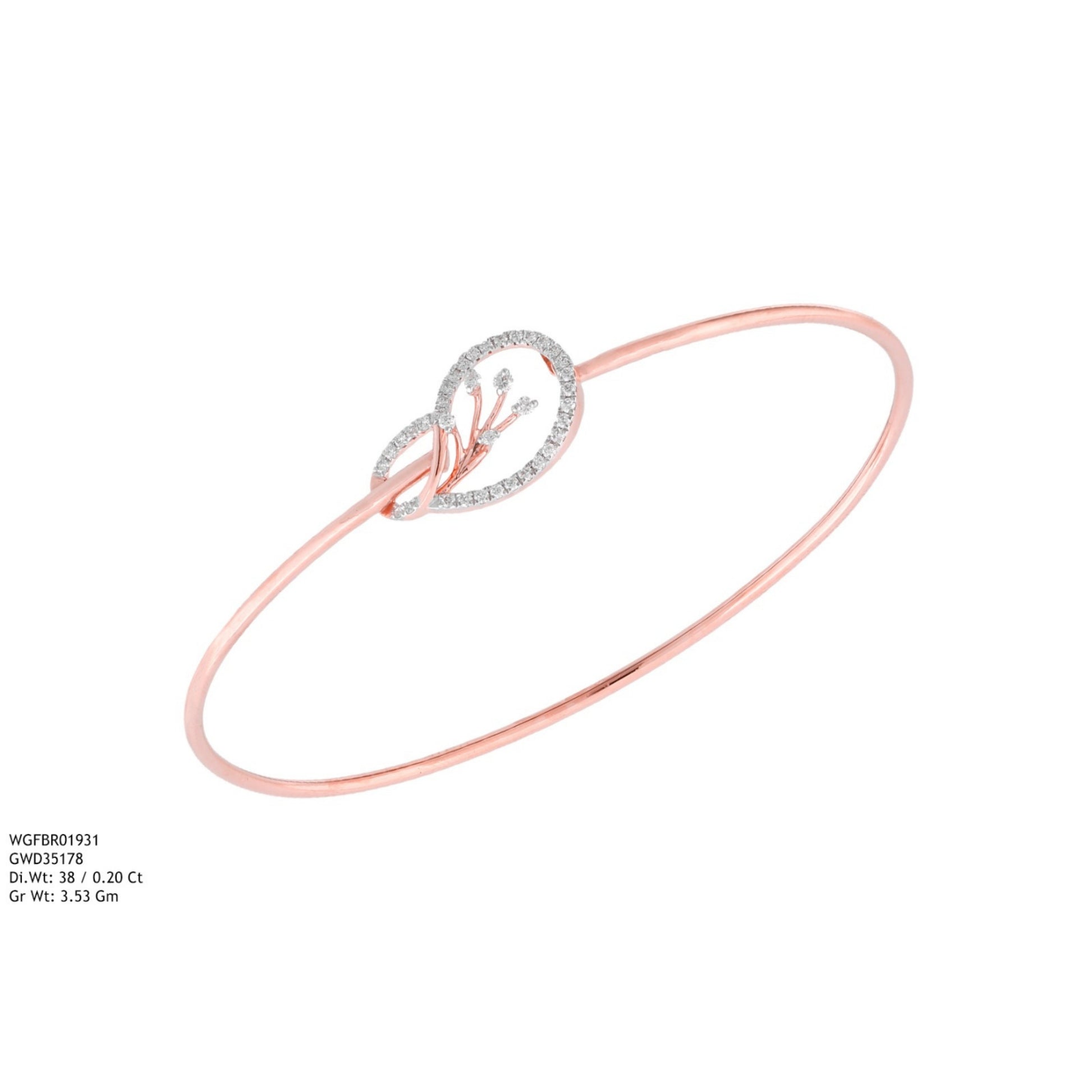 Diamond BANGLE With 3.53 Gms of 18 Kt Gold and 0.2 Cts of Certified Natural Diamonds Code: MJ26BG669