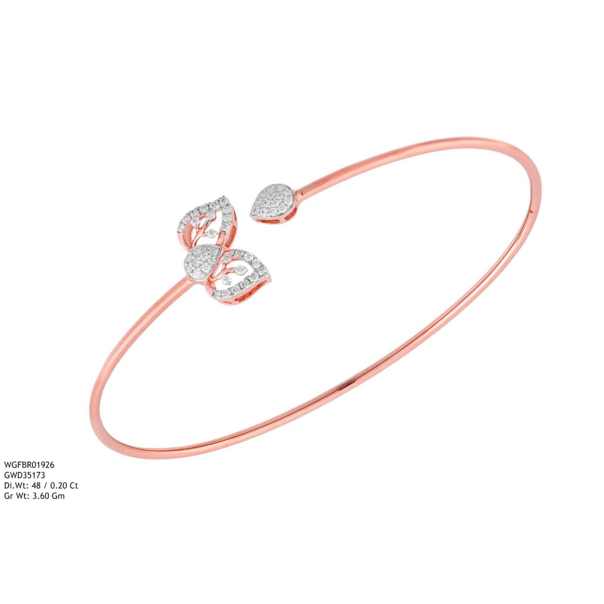 Diamond BANGLE With 3.6 Gms of 18 Kt Gold and 0.2 Cts of Certified Natural Diamonds Code: MJ26BG665