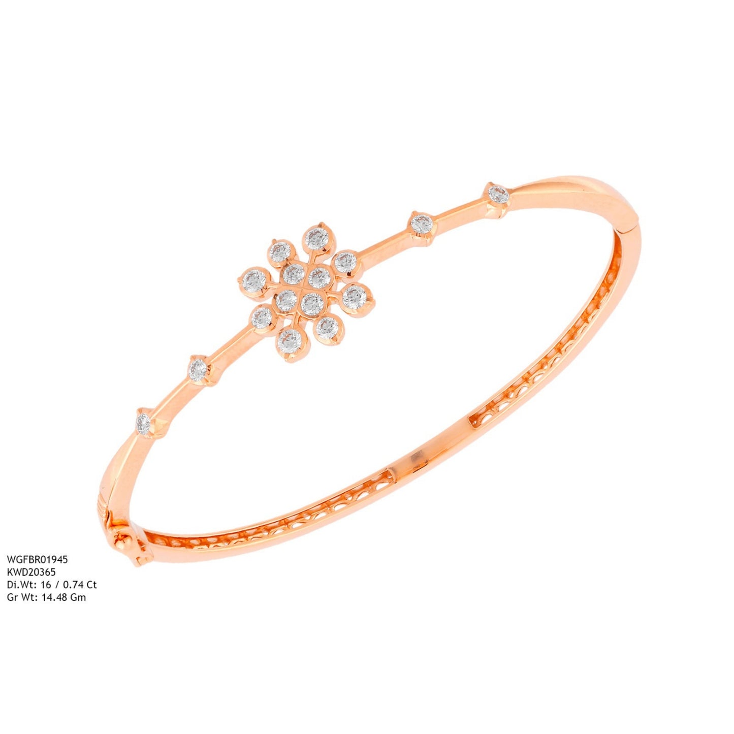 Diamond BANGLE With 14.48 Gms of 18 Kt Gold and 0.74 Cts of Certified Natural Diamonds Code: MJ26BG670
