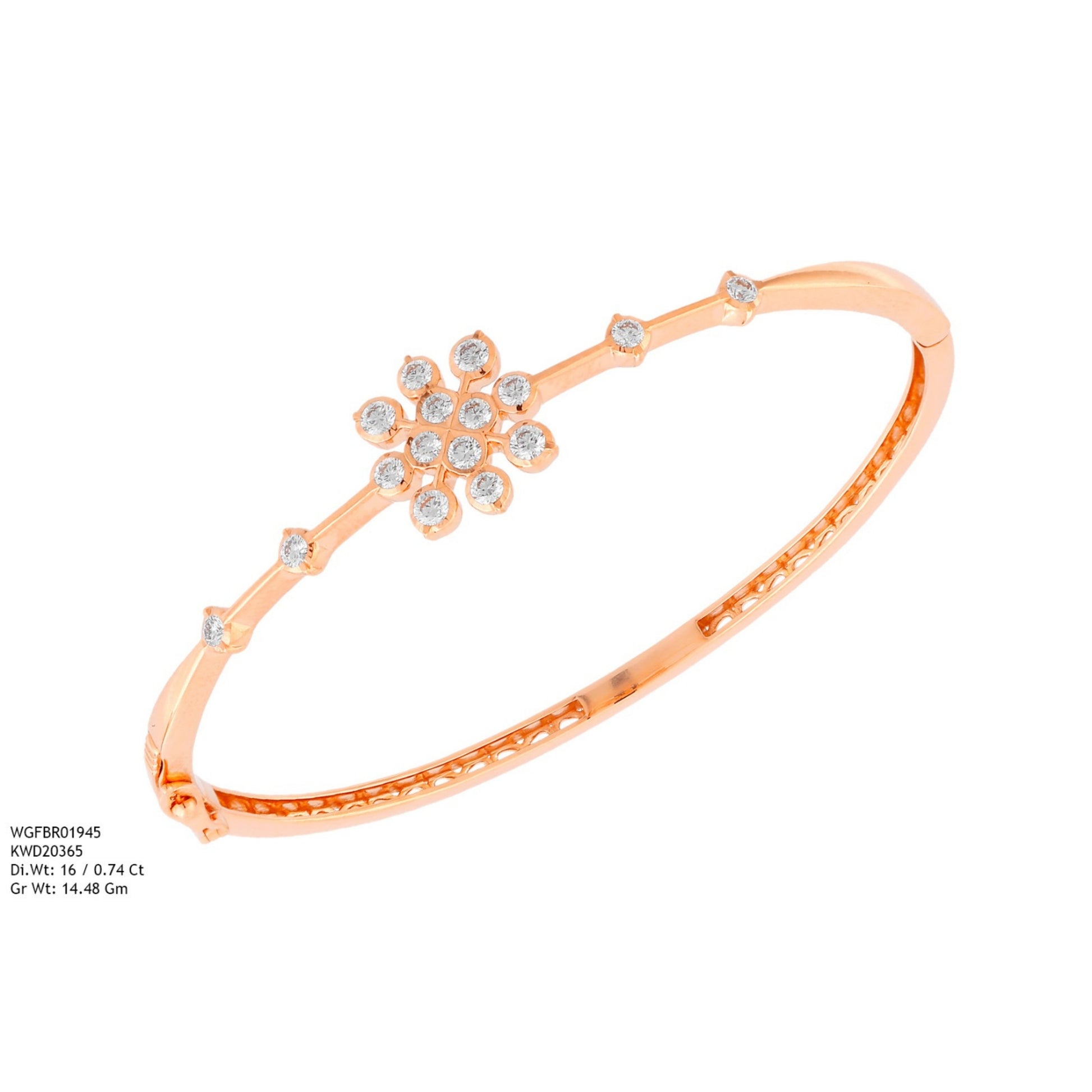 Diamond BANGLE With 14.48 Gms of 18 Kt Gold and 0.74 Cts of Certified Natural Diamonds Code: MJ26BG670