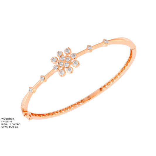 Diamond BANGLE With 14.48 Gms of 18 Kt Gold and 0.74 Cts of Certified Natural Diamonds Code: MJ26BG670