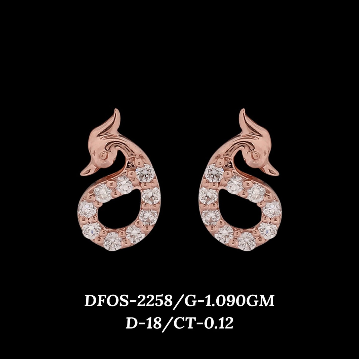 Diamond EARRING With 1.09 Gms of 18 Kt Gold and 0.12 Cts of Certified Natural Diamonds Code: MJ26ER382