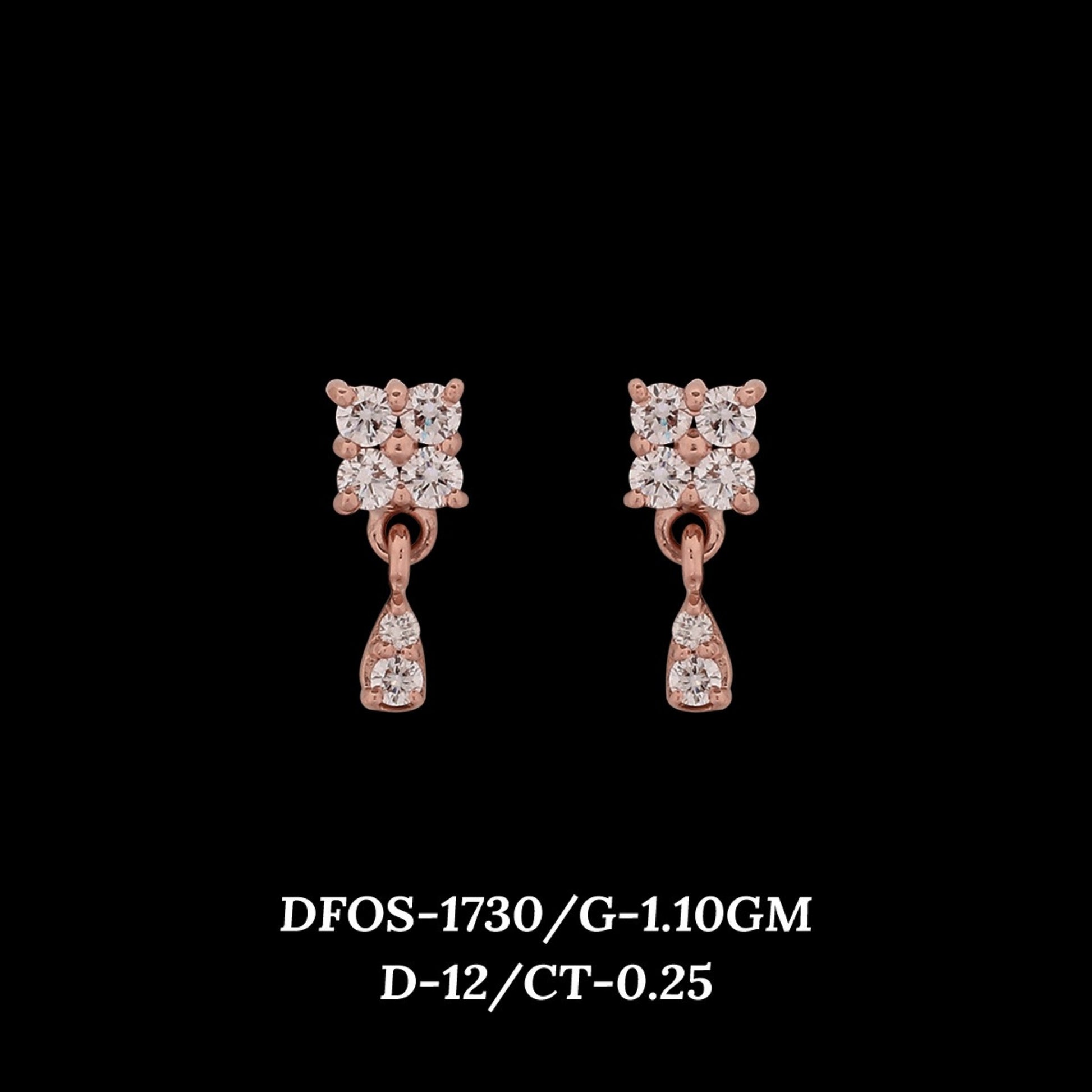 Diamond EARRING With 1.1 Gms of 18 Kt Gold and 0.25 Cts of Certified Natural Diamonds Code: MJ26ER249