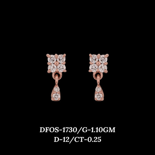 Diamond EARRING With 1.1 Gms of 18 Kt Gold and 0.25 Cts of Certified Natural Diamonds Code: MJ26ER249