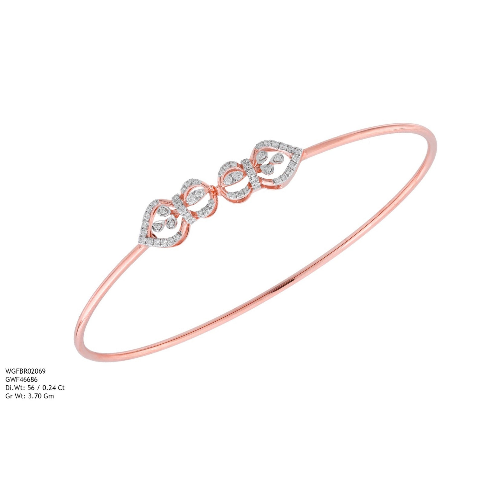 Diamond BANGLE With 3.7 Gms of 18 Kt Gold and 0.24 Cts of Certified Natural Diamonds Code: MJ26BG715