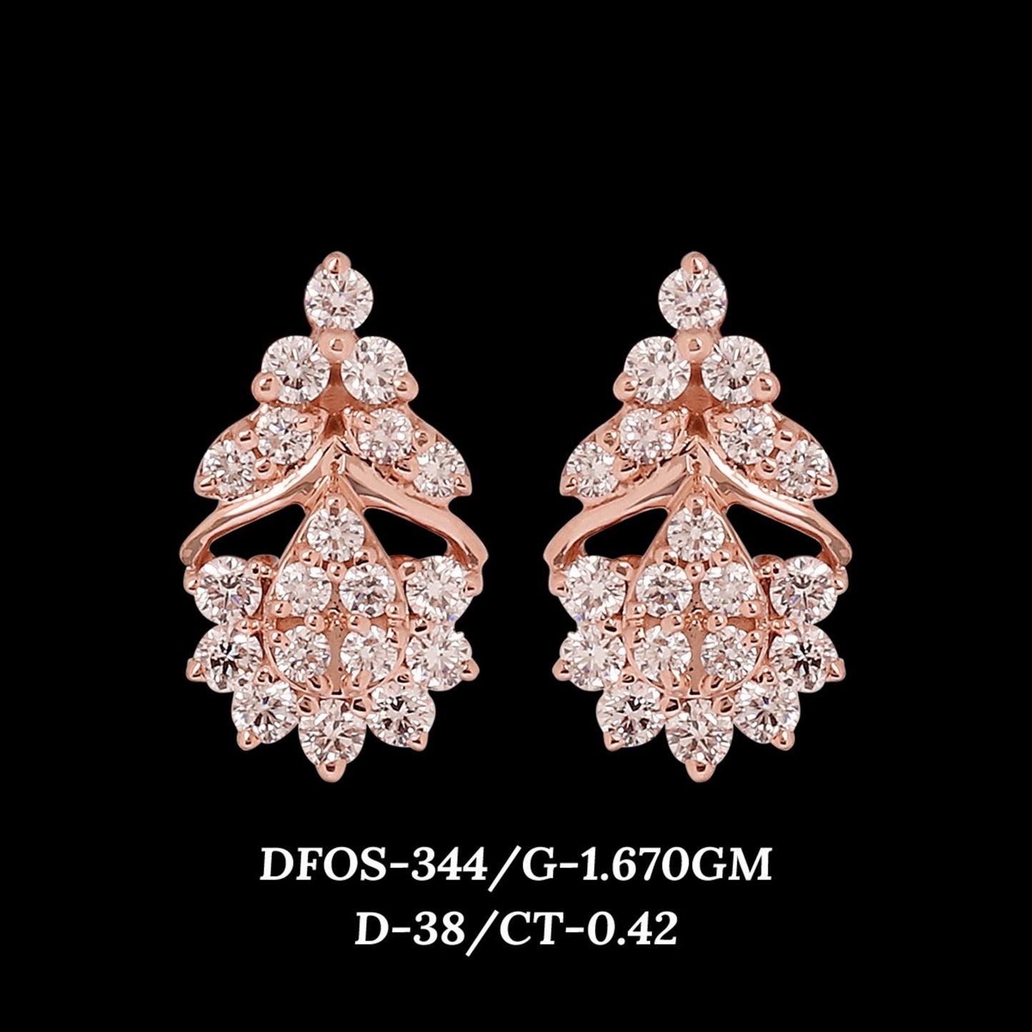 Diamond EARRING With 1.67 Gms of 18 Kt Gold and 0.42 Cts of Certified Natural Diamonds Code: MJ26ER505
