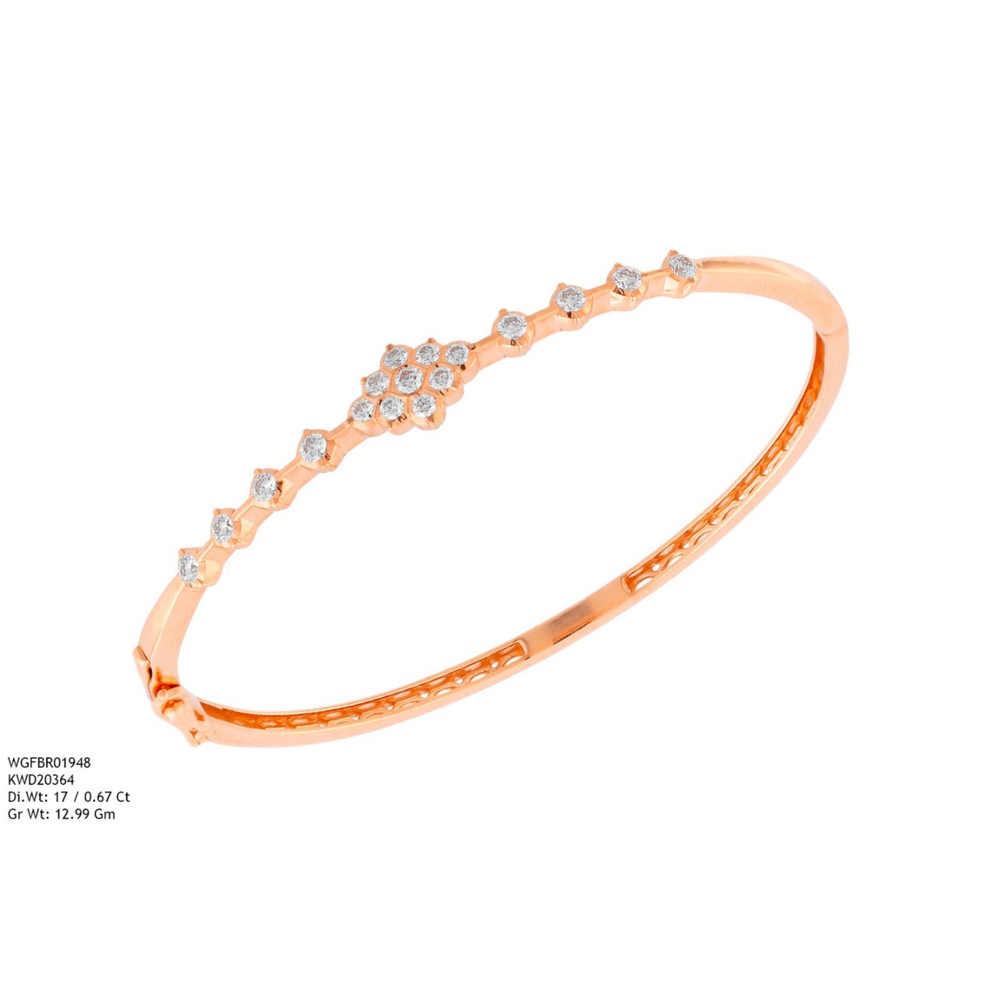 Diamond BANGLE With 12.99 Gms of 18 Kt Gold and 0.67 Cts of Certified Natural Diamonds Code: MJ26BG673