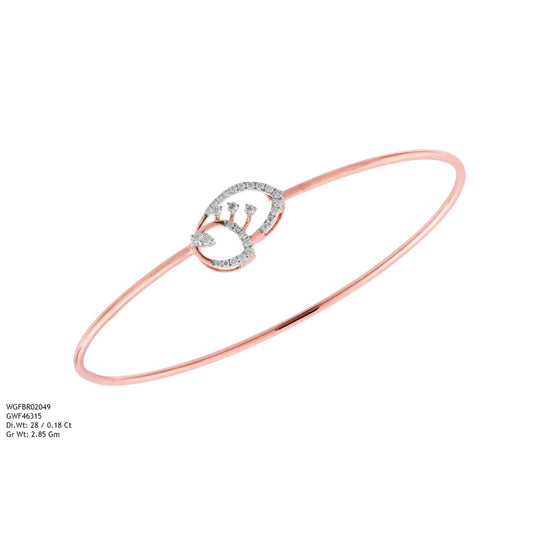 Diamond BANGLE With 2.85 Gms of 18 Kt Gold and 0.18 Cts of Certified Natural Diamonds Code: MJ26BG696