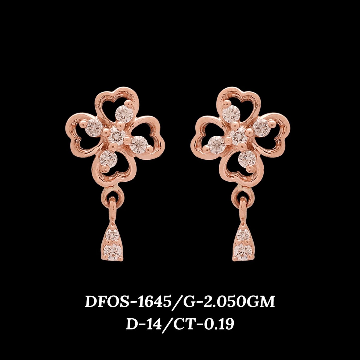 Diamond EARRING With 2.05 Gms of 18 Kt Gold and 0.19 Cts of Certified Natural Diamonds Code: MJ26ER229