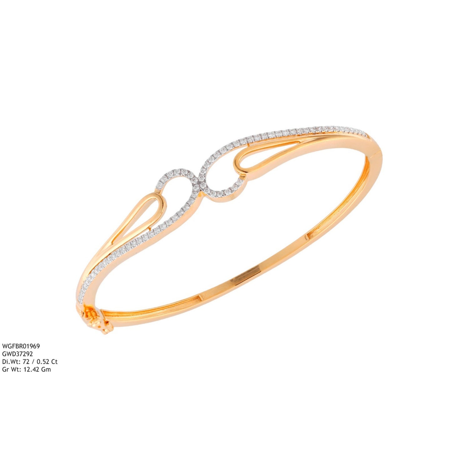 Diamond BANGLE With 12.42 Gms of 18 Kt Gold and 0.52 Cts of Certified Natural Diamonds Code: MJ26BG684