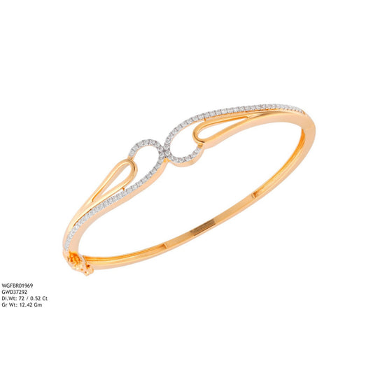 Diamond BANGLE With 12.42 Gms of 18 Kt Gold and 0.52 Cts of Certified Natural Diamonds Code: MJ26BG684