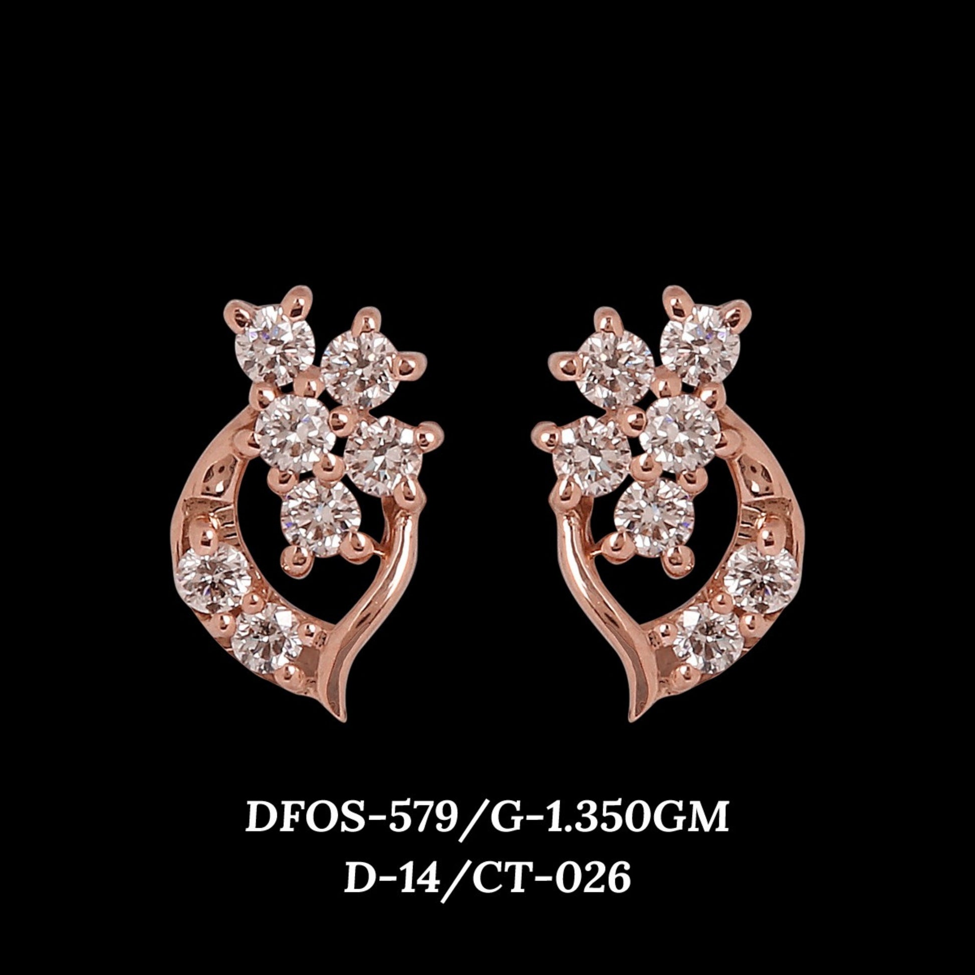 Diamond EARRING With 1.35 Gms of 18 Kt Gold and 0.26 Cts of Certified Natural Diamonds Code: MJ26ER556