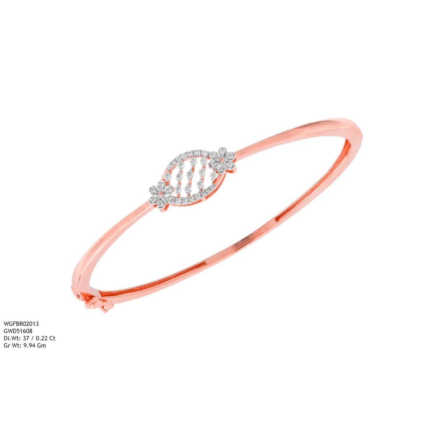Diamond BANGLE With 9.94 Gms of 18 Kt Gold and 0.22 Cts of Certified Natural Diamonds Code: MJ26BG694