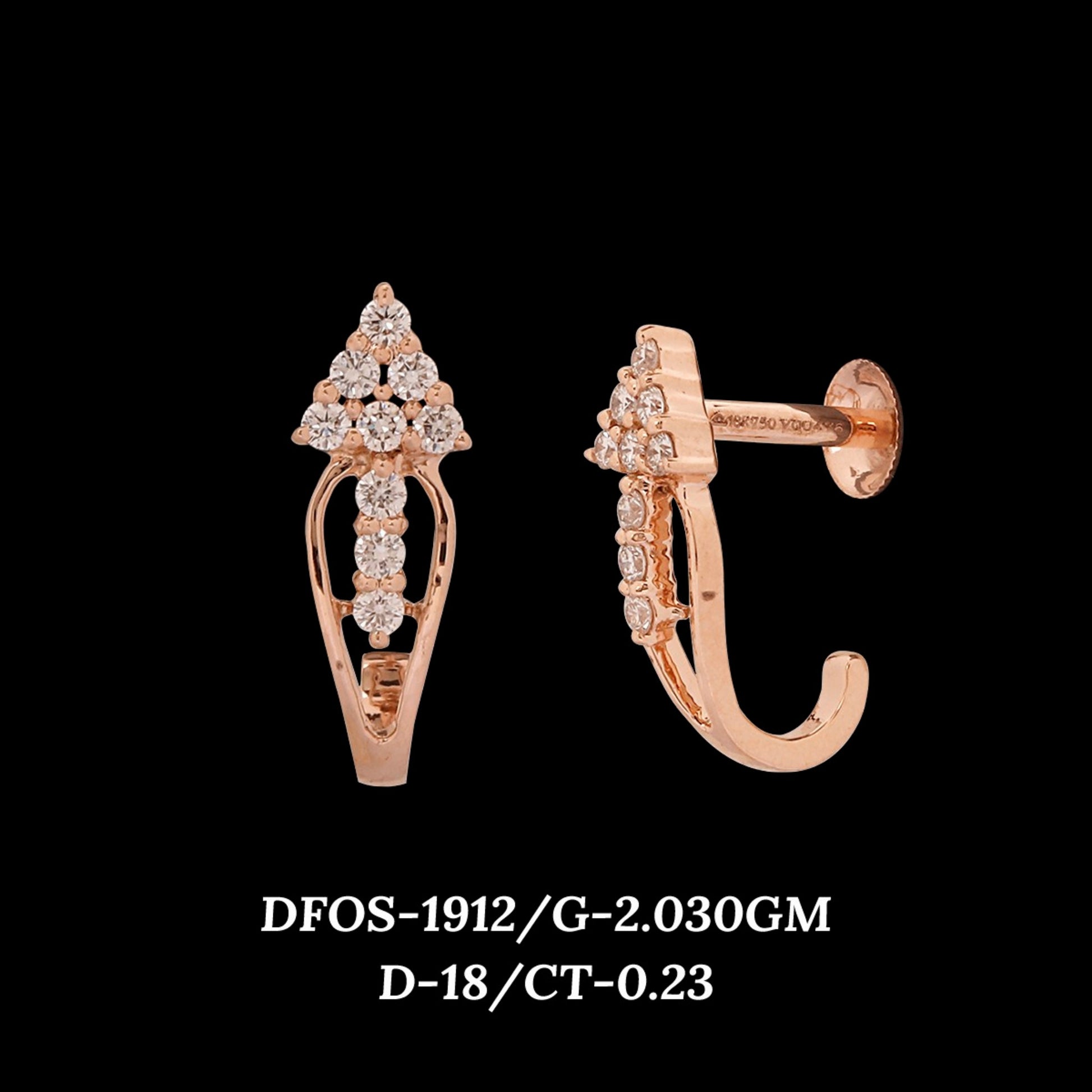 Diamond EARRING With 2.03 Gms of 18 Kt Gold and 0.23 Cts of Certified Natural Diamonds Code: MJ26ER308