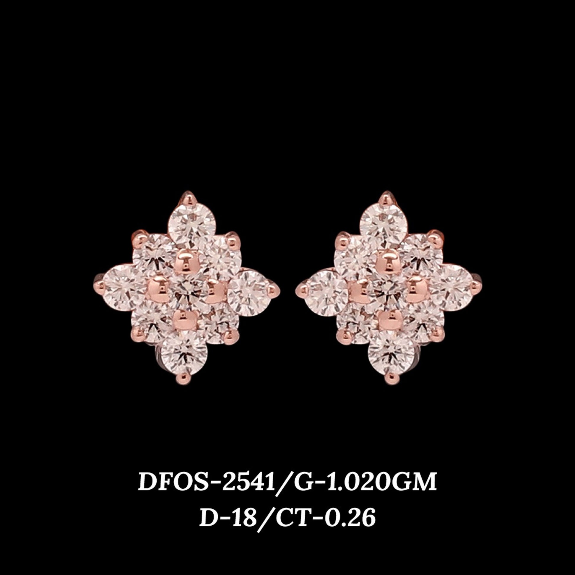 Diamond EARRING With 1.02 Gms of 18 Kt Gold and 0.26 Cts of Certified Natural Diamonds Code: MJ26ER489