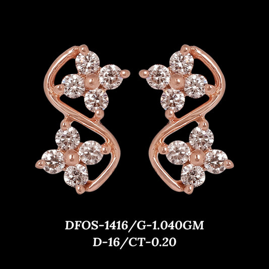 Diamond EARRING With 1.04 Gms of 18 Kt Gold and 0.2 Cts of Certified Natural Diamonds Code: MJ26ER188