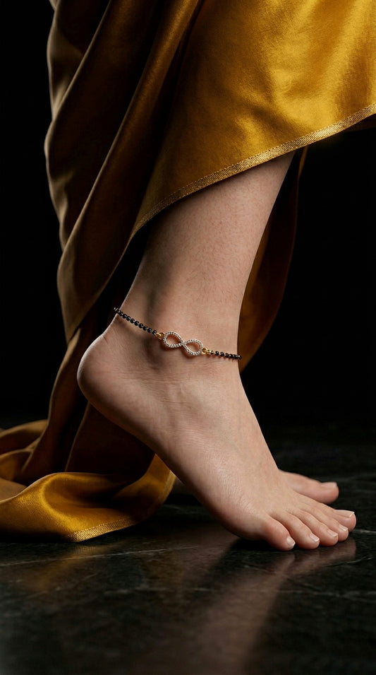 18 Kt Gold and Diamond Anklet | 3.500 Gms - 0.300 Cts